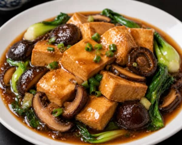 Braised Tofu with Chinese Mushrooms