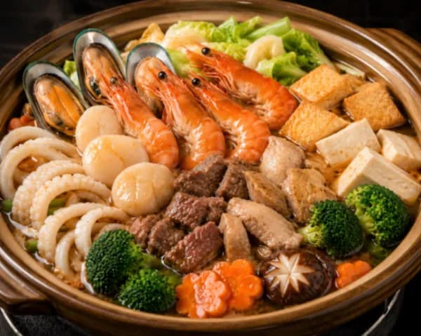 Assorted Seafood and Meat with Tofu Hot Pot