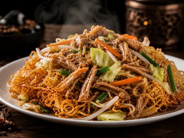Shredded Pork-Fried Noodles (Crispy)